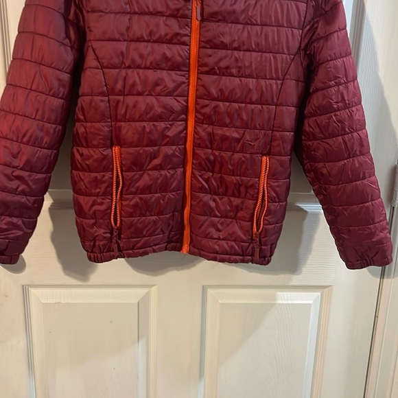 Children's Maroon Puffer Jacket with Orange Trim - Picture 2 of 8